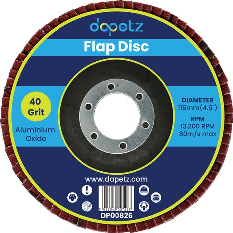 Dapetz ® Flap Discs 40 Grit 115mm 4.5" Aluminum Oxide Pack of 1PC Grinding Discs Sanding Discs for Angle Grinder to Sanding Grinding Metal Wood and Stainless Steel (1/5)