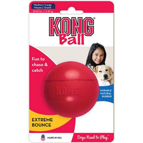 KONG Palla Con Foro In Gomma, Giocattolo Per Cani Di Taglia Medio/Grande, Taglia M/L, 7,5 Cm