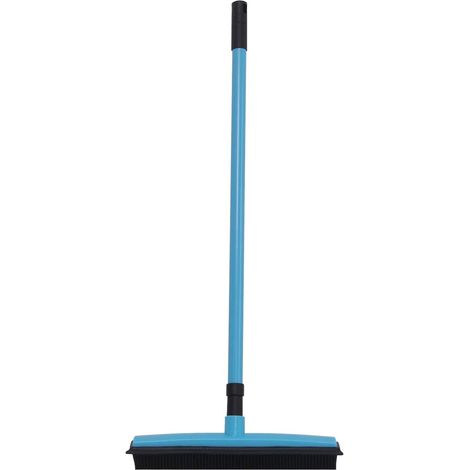 Rubber Broom Brush, Carpet Brush for Cleaning Rubber Broom Indoor 68-120cm Adjustable Handle Pet Hair Cat Dog Removal Cleaning Floor Brush Silicone Sweeper Outdoor Broom Hardwood Tiles, Blue (1/5)
