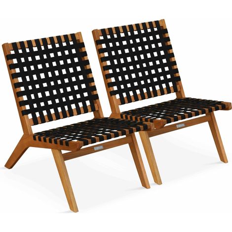 Lot de 2 fauteuils relax en bois d'eucalyptus noir