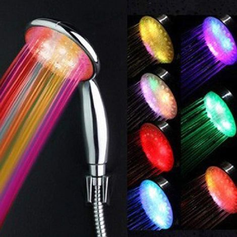 LED-Duschkopf, Hochdruck-Duschkopf mit 7-farbigen LED-Leuchten, 2 Regenmodi, spart 40 % Wasser (1/5)
