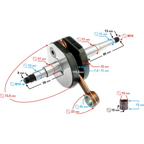Vilebrequin pour moto Romet 50 (deux vitesses) (1/3)