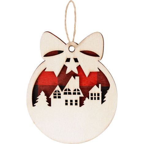 Ornement De Sapin De Noël - Pendeloque En Bois 2D Forme De Cabane Étoile Ange Flocon De Neige - Décoration Pour Arbre De Noël Guirlande Couronne Fenêtre - Lot De 1 Pièce (1/5)