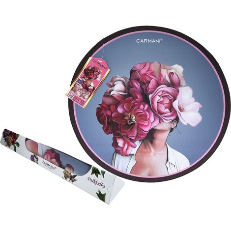Set de table rond à motifs floraux, dessous d'assiette rose, 40 cm (1/3)
