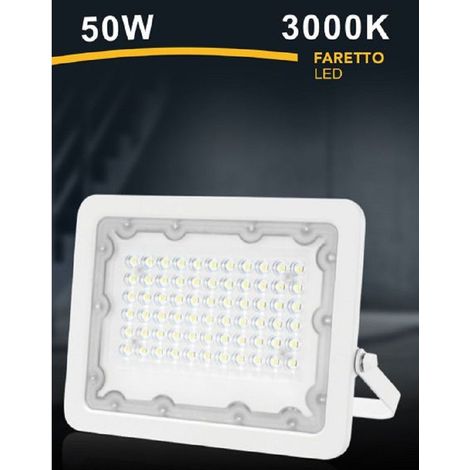 TrAdE Shop Traesio - Faro Led 50w Faretto Ultra Slim Bianco Esterno Luce Naturale Fredda Calda Fs50w-b - -Bianco Caldo      -