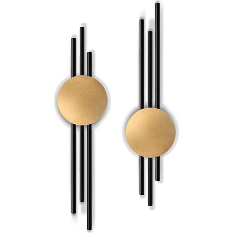 2 Pièces décoration murale en métal géométrique en métal noir décoration murale minimaliste en pour maison salon chambre à coucher (Géométrique) (1/5)