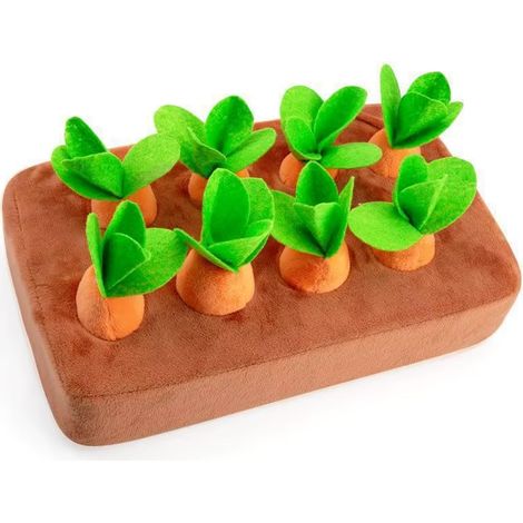 Tapis à renifler interactif pour chien - Jouet en peluche - Puzzle - 28,5 x 17 x 6 cm - 9 carottes (1/3)
