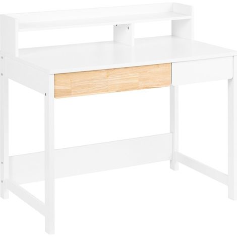 SoBuy Scrivania con 2 cassetti Scrivania per cameretta da ragazzi Scrivania Scaffale Tavolo Bianco 100x59x95cm FWT106-W