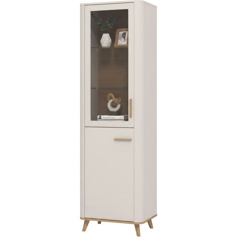 Vitrine Sparso, 4-stufiger Präsentationsschrank, Flügeltüren, 2 Türen, 58x40x193h cm Beige