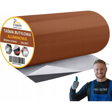 Bande Butyle De Toiture Aluminium, 300 mm x 10 m, Marron RAL8017, Ruban D'Etancheite (1/5)