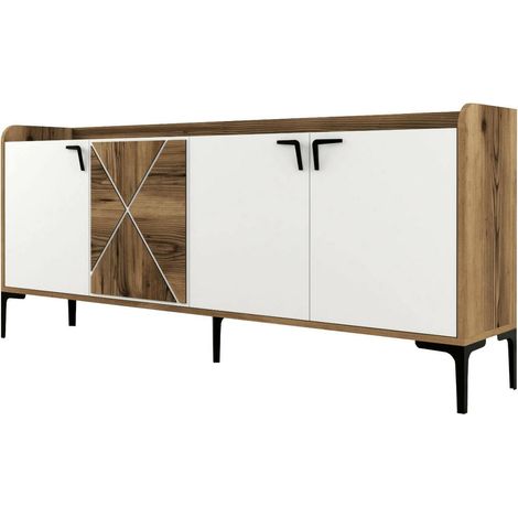 Dmora - Consolle Deneb, Tavolo multiuso, Mobiletto d'appoggio, Scrivania da corridoio, 180x35h78 cm, Noce e Bianco, con imballo rinforzato, con imballo rinforzato (1/5)