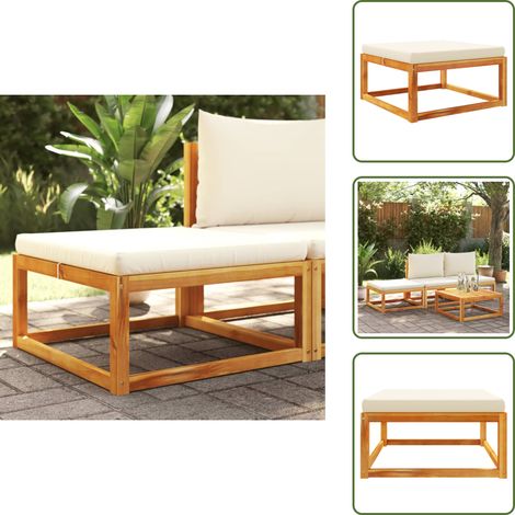 The Living Store Repose-pied de jardin avec coussins bois massif d'acacia - Canapé De Jardin - Fauteuil De Jardin - Mobilier De Jardin - Chaise Longue - Relax