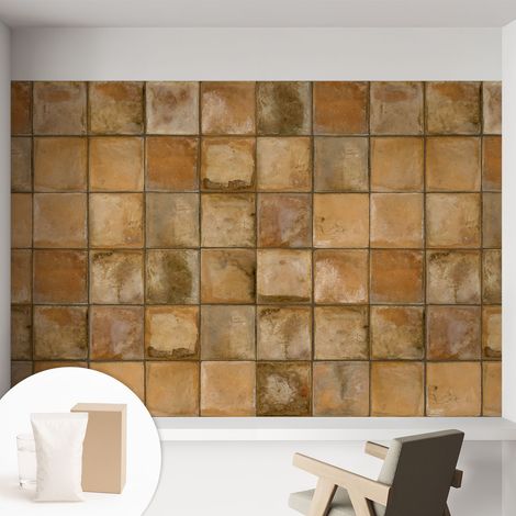 Papier peint intissé mural classique avec imprimé motifs décoratifs design élégant non‑tissé Mosaïque rustique 152x104 cm (1/5)