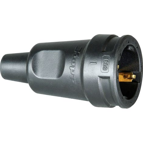 Kopp 180916009 Fiche électrique femelle avec terre PA, caoutchouc 230 V noir IP20 W244833
