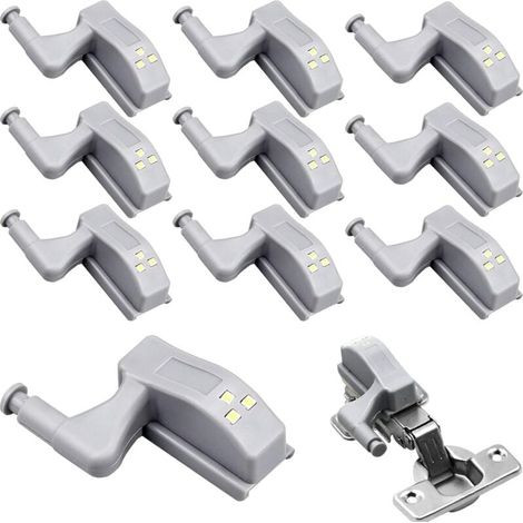 10 Pcs Lumières Charnière Universal Lumière D'armoire Couleur Blanc Chaud 12V 23A Batterie pour Cuisine Maison Meubles Armoire Porte D'armoire-LIAIKI (1/5)
