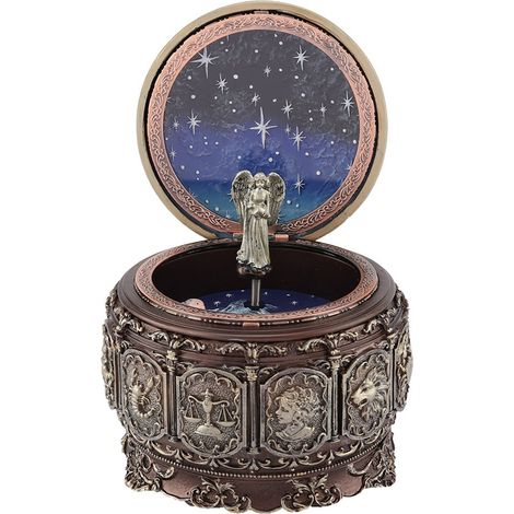 Coffret cadeau vintage : boîte à musique avec déesse tournante, 12 constellations, lumière LED scintillante (Verseau) (1/5)