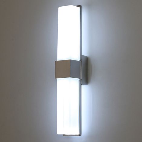 AUTRUCKER Applique murale extérieure moderne câblée, luminaire en verre transparent, double tête, argentée - 14W, lumière blanche. (1/5)
