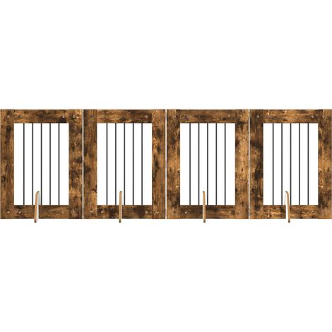 vidaXL Dog Gate with Stands 4 pcs Smoked Oak 60 x 80 cm