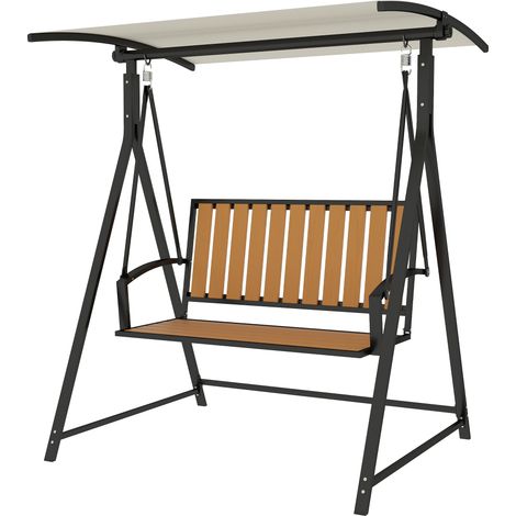Balançoire Hollywood avec pare‑soleil réglable – 2 places, dimensions 142 x 112 x 162 cm, noir – Intimité et ombre pour deux personnes (1/5)