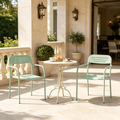 Set di sedie da giardino moderne, set lounge compatto, set di sedie da giardino di design, sedia impilabile (solo con 2 sedie da giardino) Disponibile in loco (1/5)