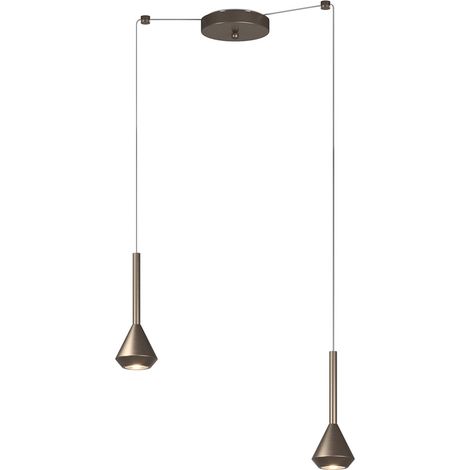 Lampadario Moderno Aygo Metallo Bronzo 2 Luci Gu10