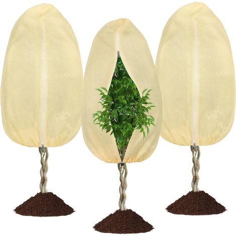 pieces of outdoor winter plant protection, 80 x 100 cm, winter plant protection with zipper, breathable, suitable for potted plants, olive trees (1/5)