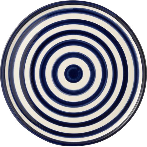 Assiette de Présentation en Céramique "Granada Rayure" 34cm Bleu Cobalt (1/2)