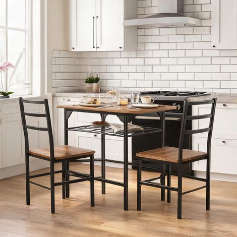 Table et chaises escamotables gain de place 2 personnes noyer (1/5)