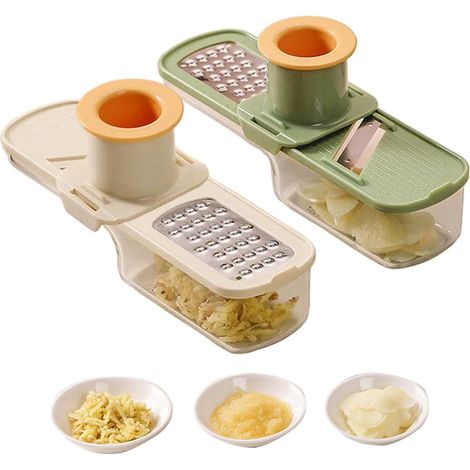 Hachoir et coupe-ail (lot de 2) — Broyeur d'ail multifonctionnel 3 en 1 avec protège-main et récipient... (1/5)