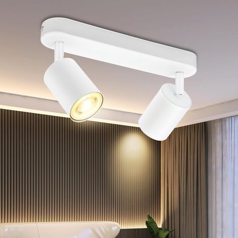 2 Spot Plafond GU10 Blanc Orientable Aluminium Éclairage Intérieur Cuisine Salon (1/5)
