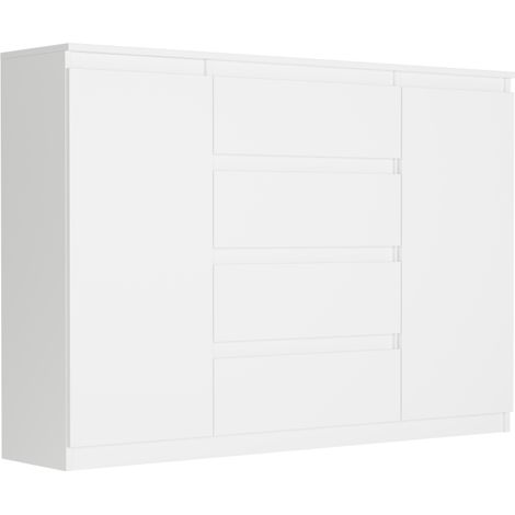 Kommode mit Schränken und Schubladen Weiß, 140 x 40 x 98 cm - Modern R140S4 (1/5)