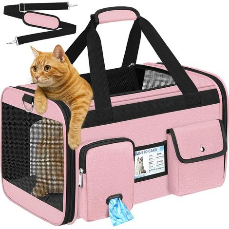 Hunde- und Katzentransportbox – 1 Stück – 600D Oxford-Gewebe – Faltbar und atmungsaktiv – Für Flug-, Auto- und Tierarztbesuche – 45 x 28 x 28 cm (1/5)