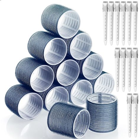 Fers à friser professionnels Regal Bliss® avec picots pour un volume longue durée et des boucles définies, pour tous types de cheveux, lot de 12 avec pinces en acier inoxydable incluses, bleu (1/5)