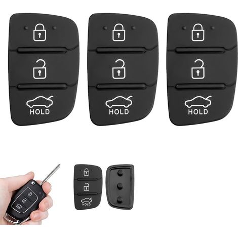 3 Pièces Coque Clé de Voiture Silicone Compatible pour I10 I20 I30 I40 Ix20 Ix30 Ix25 Ix35 Ix45 Elantra Tucson Santa Fe Solaris, Boitier de Télécommande 3 Boutons de Remplacement (1/5)