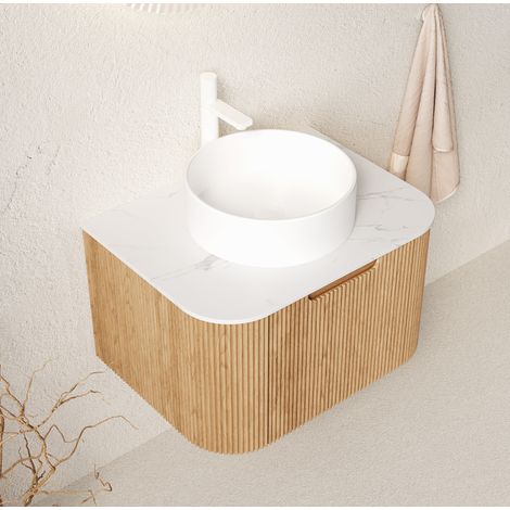 meuble rangement suspendu salle bain 61 cm bois blanc OKMYHOME (1/5)