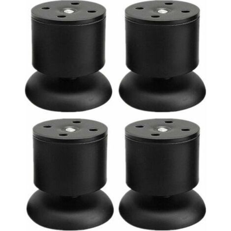 Lot de 4 Pieds Noir - 6cm de Meuble Réglable Pieds de Table en Acier Inoxydable avec Tapis en Caoutchouc et Vis (1/5)