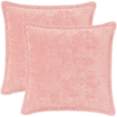 Kissenbezug 2 stk. HOUTEN Rosa 35 x 35 cm Faux Kaninchenfell vidaXL (1/5)