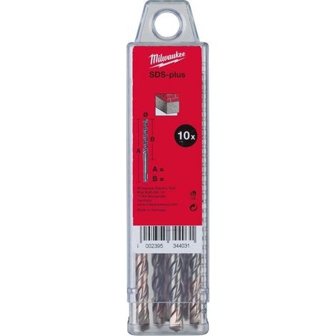 Foret béton SDS-Plus M2 - 2 taillants - Ø 6 x 110 mm - 10 pièces - MILWAUKEE - 4932371704 (1/2)