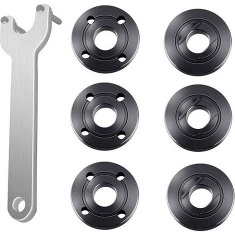 Set di 7 chiavi per flange per smerigliatrici angolari, dado di bloccaggio in metallo, 1 chiave per smerigliatrice angolare, 6 dadi per flange, compatibile con Dewalt, Bosch, Black & Decker, Ryobi e M (1/4)