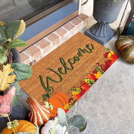 Tapis De Sol - Motif Citrouille - 50 X 80 Cm - Polyester - Dos Anti-dérapant En Caoutchouc - Pour Entrée Salle De Bain Cuisine Chambre - 1 Pièce (1/5)