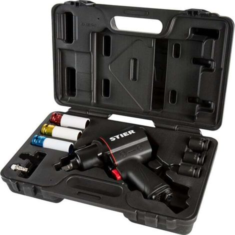 [NEUWERTIG] B-Ware STIER Druckluft-Schlagschrauber 1/2" 1750 Nm 8-teiliges Set schwarz kompakt (1/2)