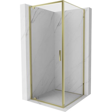 Mexen Exo cabina de ducha abatible 80 x 80 cm, transparente, dorado - 8181-080-080-50-00 (1/5)