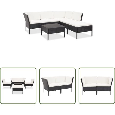 Gartenlounge -  6-tlg. Garten-Lounge-Set mit Auflagen Poly Rattan Schwarz (1/5)