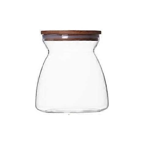 Bocal de conservation hermétique en verre avec couvercle en bambou naturel, sans BPA et respectueux de l'environnement. Contenant écologique en bambou naturel de 700 ml. (1/4)