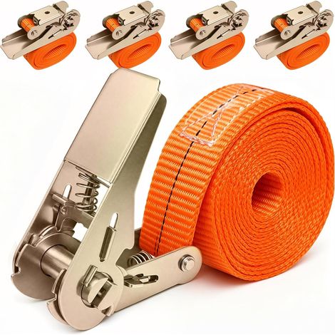 5 Pieces Ratchet Straps, Tie Down Straps, 1 in x 6 m, Max. 800 kg  Tie Down Straps for Motorcycle, Trailer, Quad, Luggage (1/5)