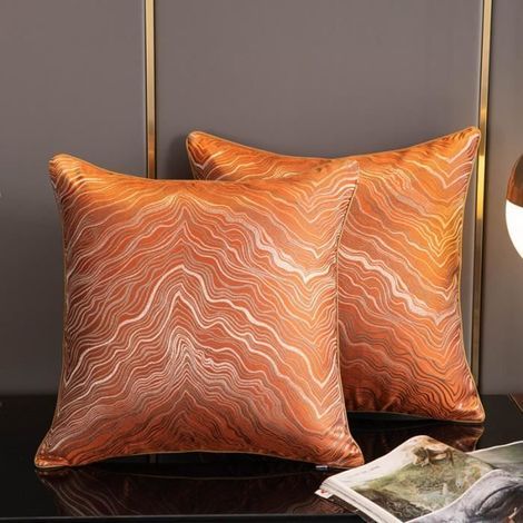 2PCS Housses de Coussin ,Coussin de canapé de luxe clair orange,45 x 45 cm (1/4)