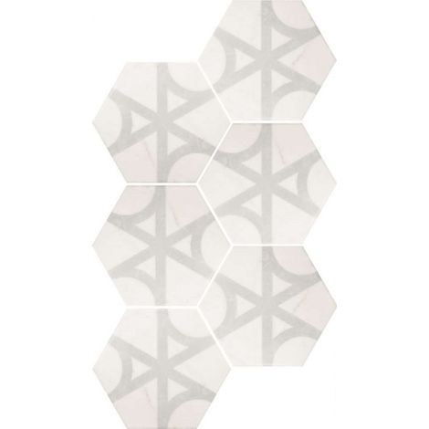 Carrelage sol / mur hexagonal effet marbre blanc mate à motif CARRARA FLOW (vendu par boite de 0,71m2) (1/3)