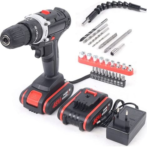 21-V-Akkuschrauber-Set mit 2 Akkus und Ladegerät, Akkuschrauber, Akkubohrer, 25–28 Nm, für Haus und Garten, Heimwerkerprojekte