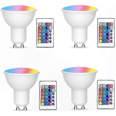 Lot de 4 ampoules GU10 LED, télécommandées, 17 teintes, 4 modes dynamiques (1/5)