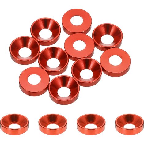 10 Pièces Rondelles à Tête Fraisée, Rondelles de Tasse M4 x 10 mm, Rondelle Fraisée, Rondelle Boulon En Aluminium Pour vis à tête, tige filetée, Accessoires Mécaniques, Orange (1/5)